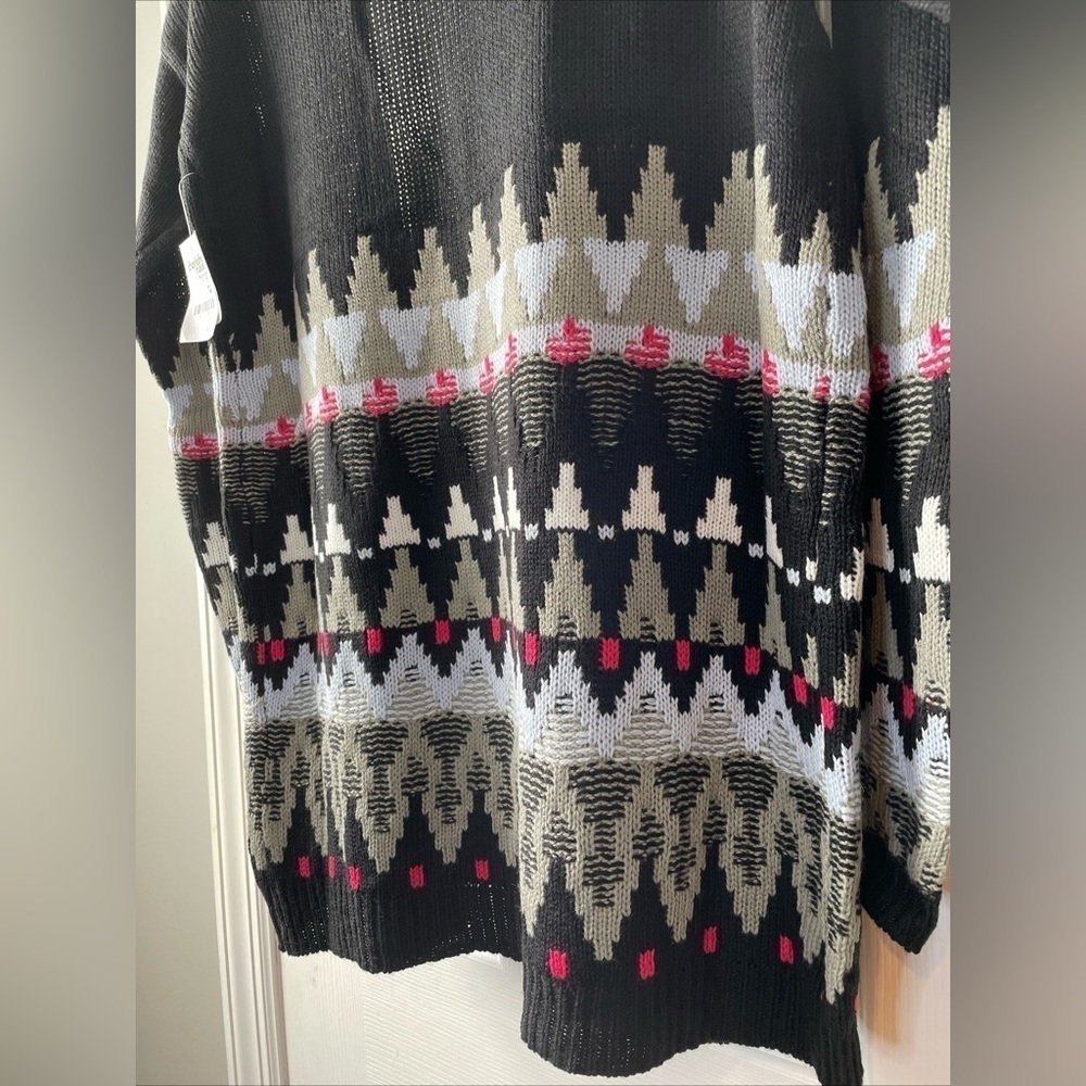 New Charlotte Russe M Black Open Cardigan Geometric Midi Sweater Librariancore‎ - Picture 9 of 15